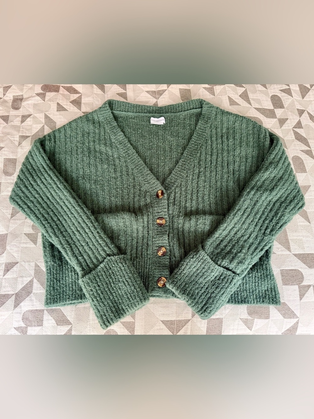 Lovers + Friends Caroline Cardigan Moss Green Wool Blend Sweater Size M